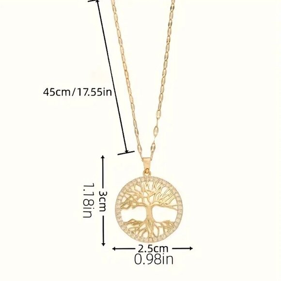 Luxury Two-Tone Tree of Life Necklace - 18K Gold Plated Love Pendant - Picture 5 of 5